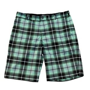 Nike Golf Shorts Mens Size 36 Green Black Plaid Tour Performance 509182-338